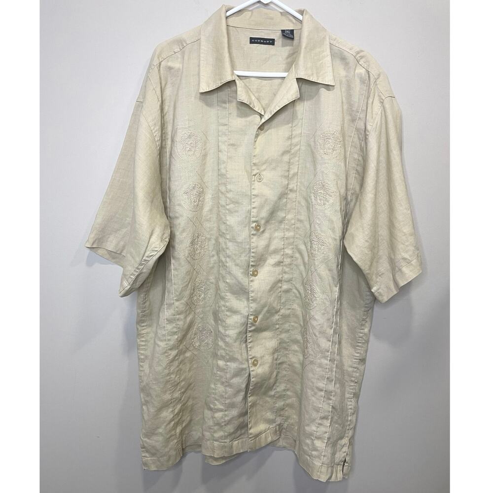 GODBODY Short-sleeve Button-Down Shirt 100% Linen Men’s Size 2XL
